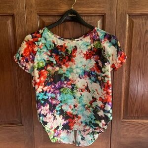 Parker silk floral multicolor blouse